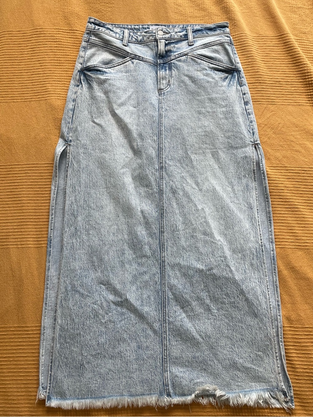 Light Wash Denim Maxi Skirt - Women Jeans